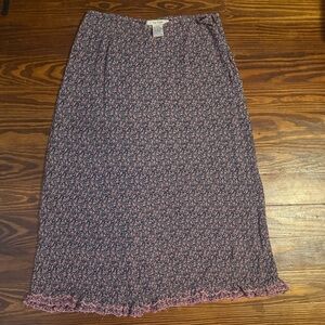 Free People Floral Maxi Skirt in Pink and Black Y2K